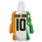 Personalized Ivory Coast Football Wearable Blanket Hoodie African Elephant Trophy