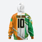 Personalized Ivory Coast Football Zip Hoodie African Elephant Trophy