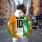 Personalized Ivory Coast Football Zip Hoodie African Elephant Trophy