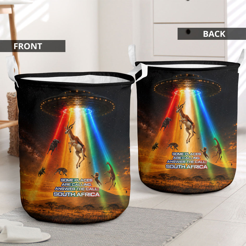 South Africa Safari UFO Laundry Basket African Wildlife Sci-Fi Galaxy Space And Mandela