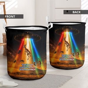South Africa Safari UFO Laundry Basket African Wildlife Sci-Fi Galaxy Space And Mandela