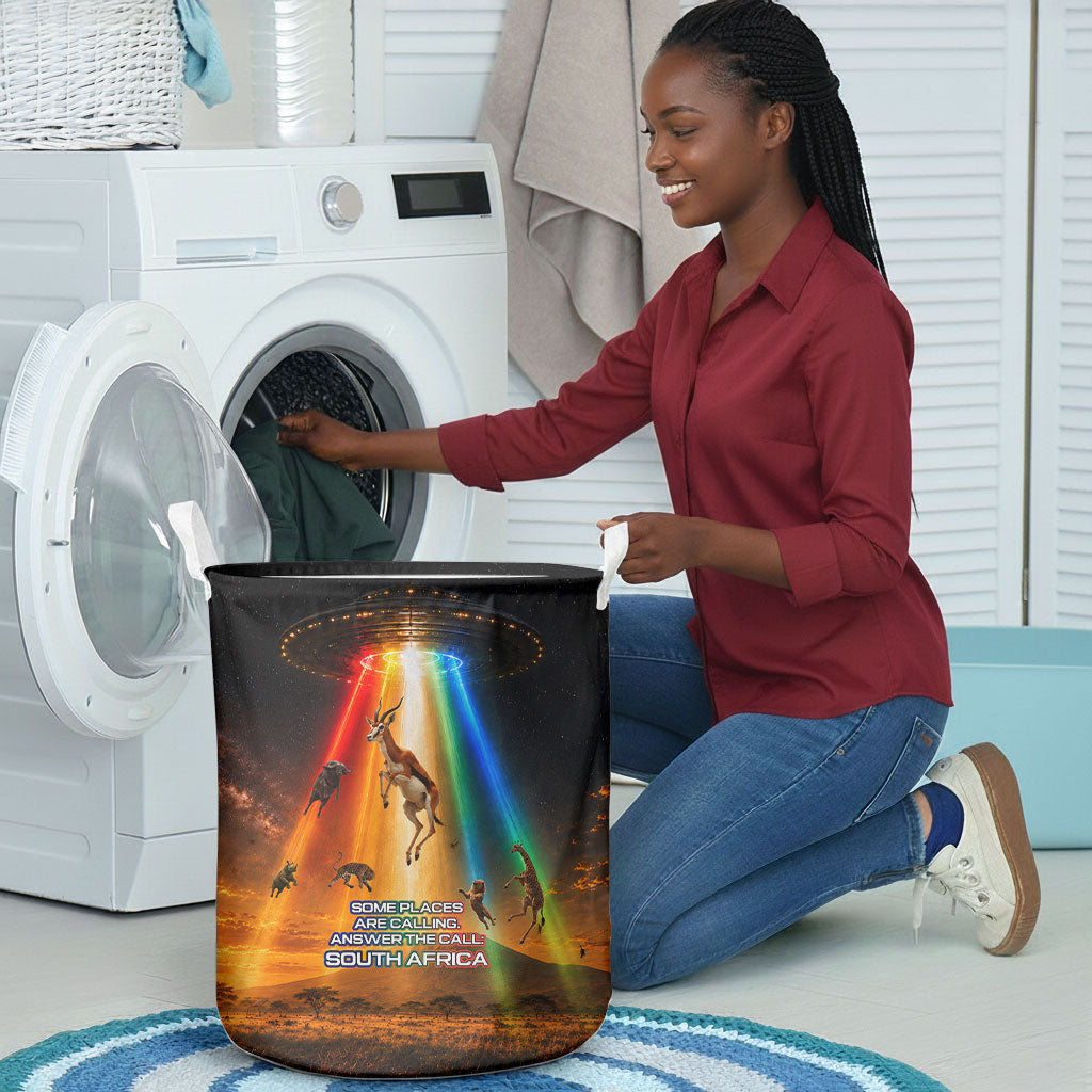 South Africa Safari UFO Laundry Basket African Wildlife Sci-Fi Galaxy Space And Mandela