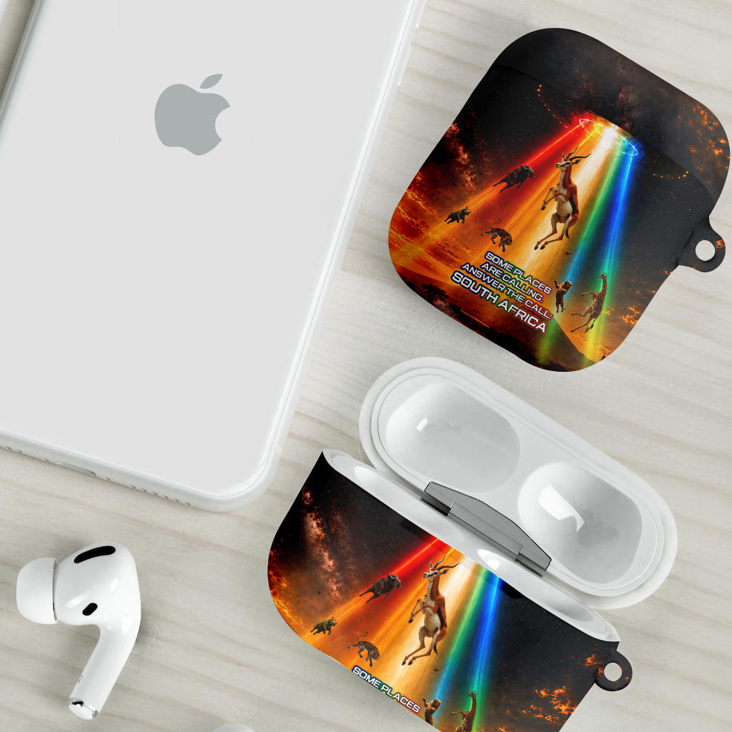 South Africa Safari UFO AirPods Case African Wildlife Sci-Fi Galaxy Space And Mandela