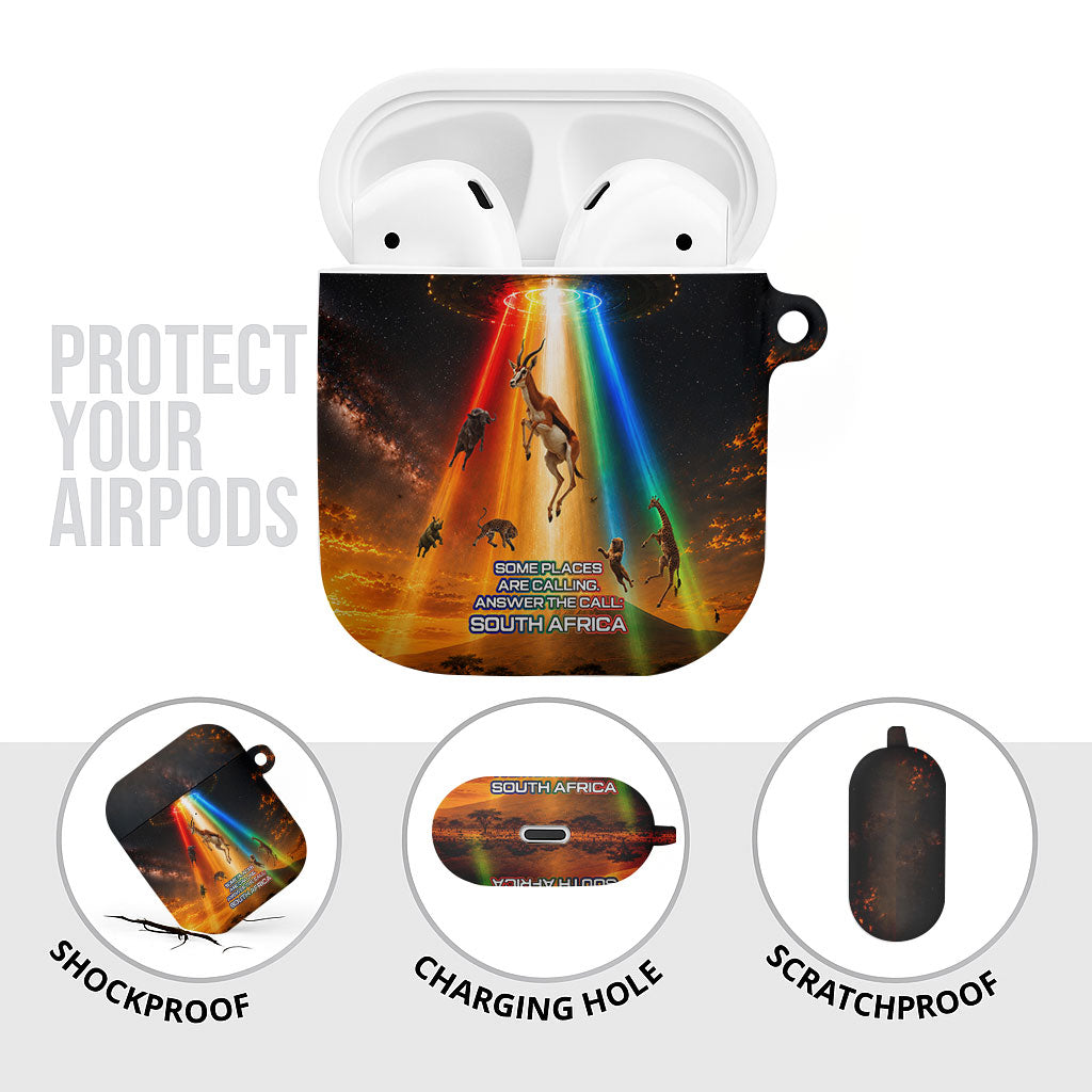 South Africa Safari UFO AirPods Case African Wildlife Sci-Fi Galaxy Space And Mandela