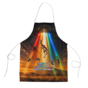 South Africa Safari UFO Apron African Wildlife Sci-Fi Galaxy Space And Mandela