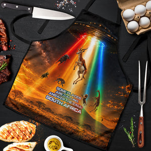 South Africa Safari UFO Apron African Wildlife Sci-Fi Galaxy Space And Mandela