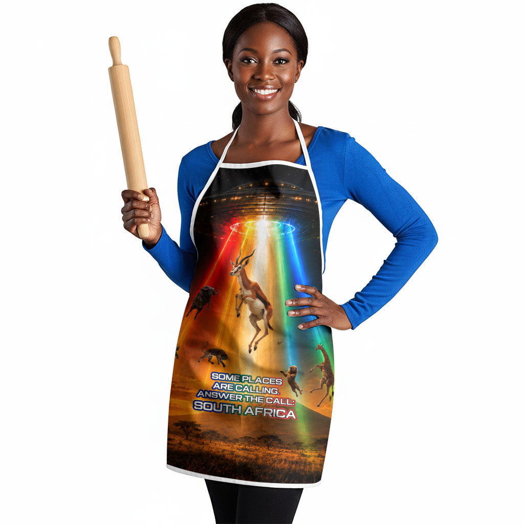 South Africa Safari UFO Apron African Wildlife Sci-Fi Galaxy Space And Mandela