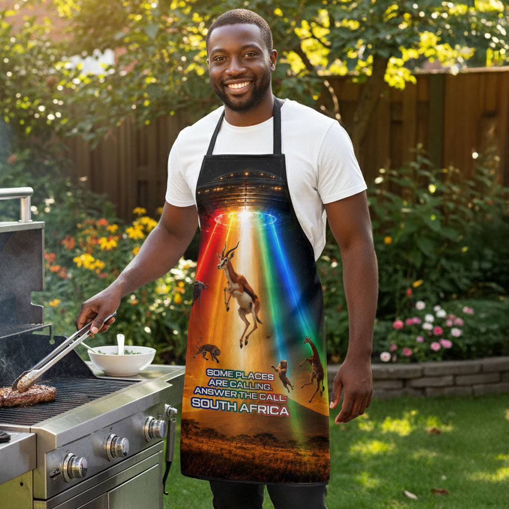 South Africa Safari UFO Apron African Wildlife Sci-Fi Galaxy Space And Mandela
