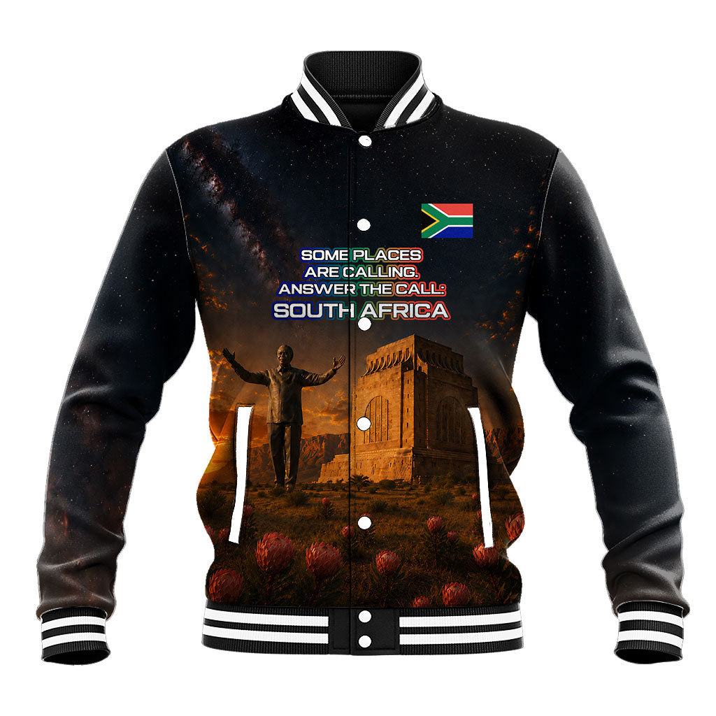 South Africa Safari UFO Baseball Jacket African Wildlife Sci-Fi Galaxy Space And Mandela