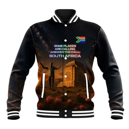South Africa Safari UFO Baseball Jacket African Wildlife Sci-Fi Galaxy Space And Mandela