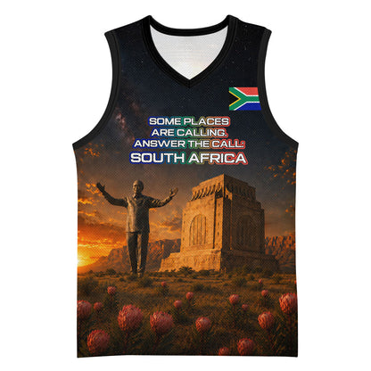 South Africa Safari UFO Basketball Jersey African Wildlife Sci-Fi Galaxy Space And Mandela