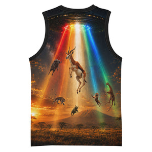 South Africa Safari UFO Basketball Jersey African Wildlife Sci-Fi Galaxy Space And Mandela
