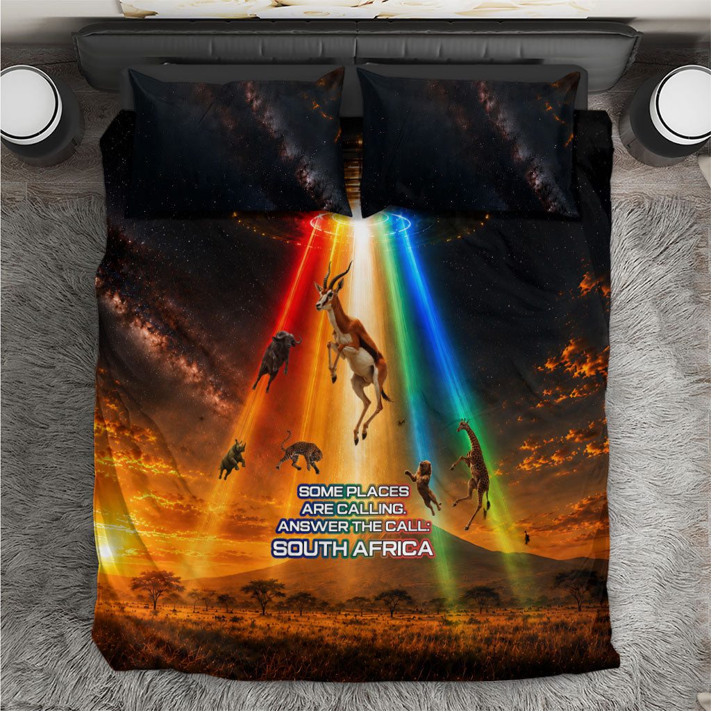 South Africa Safari UFO Bedding Set African Wildlife Sci-Fi Galaxy Space And Mandela