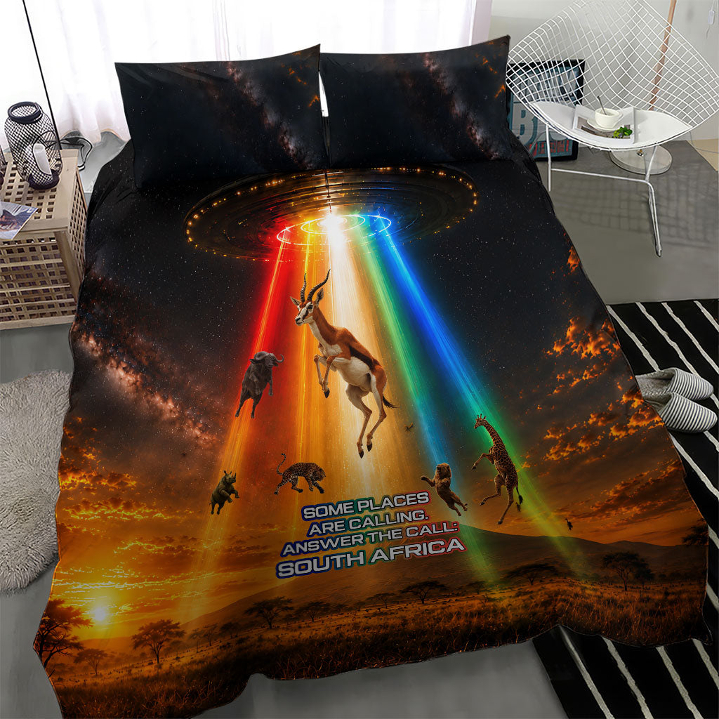 South Africa Safari UFO Bedding Set African Wildlife Sci-Fi Galaxy Space And Mandela