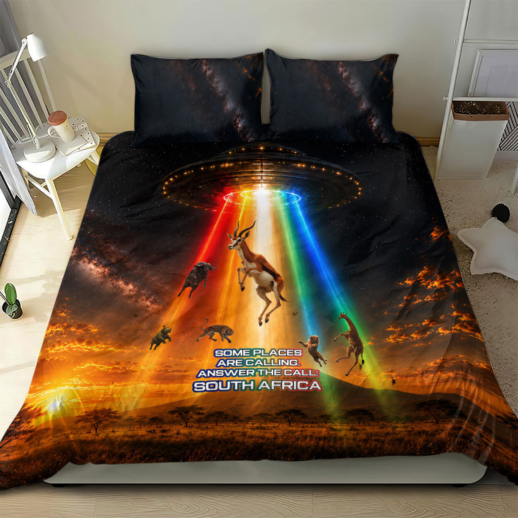 South Africa Safari UFO Bedding Set African Wildlife Sci-Fi Galaxy Space And Mandela