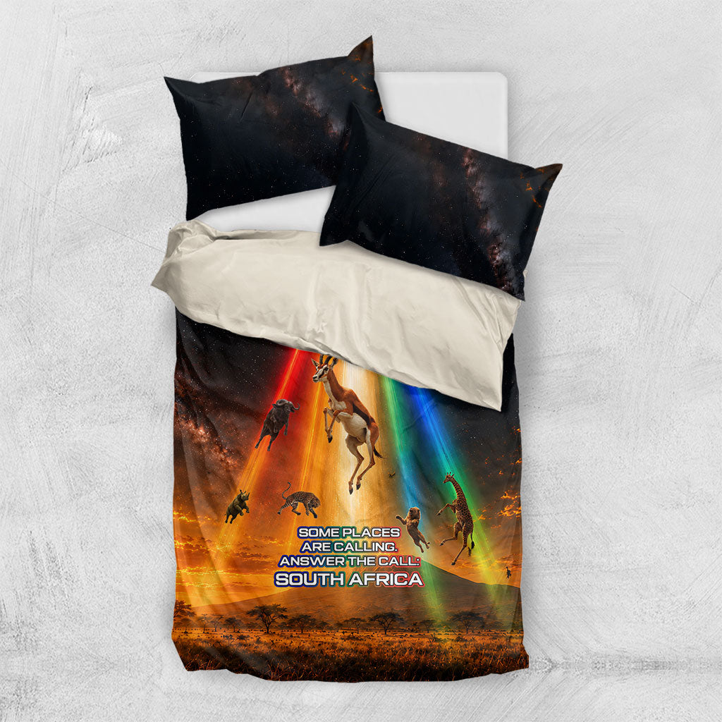 South Africa Safari UFO Bedding Set African Wildlife Sci-Fi Galaxy Space And Mandela
