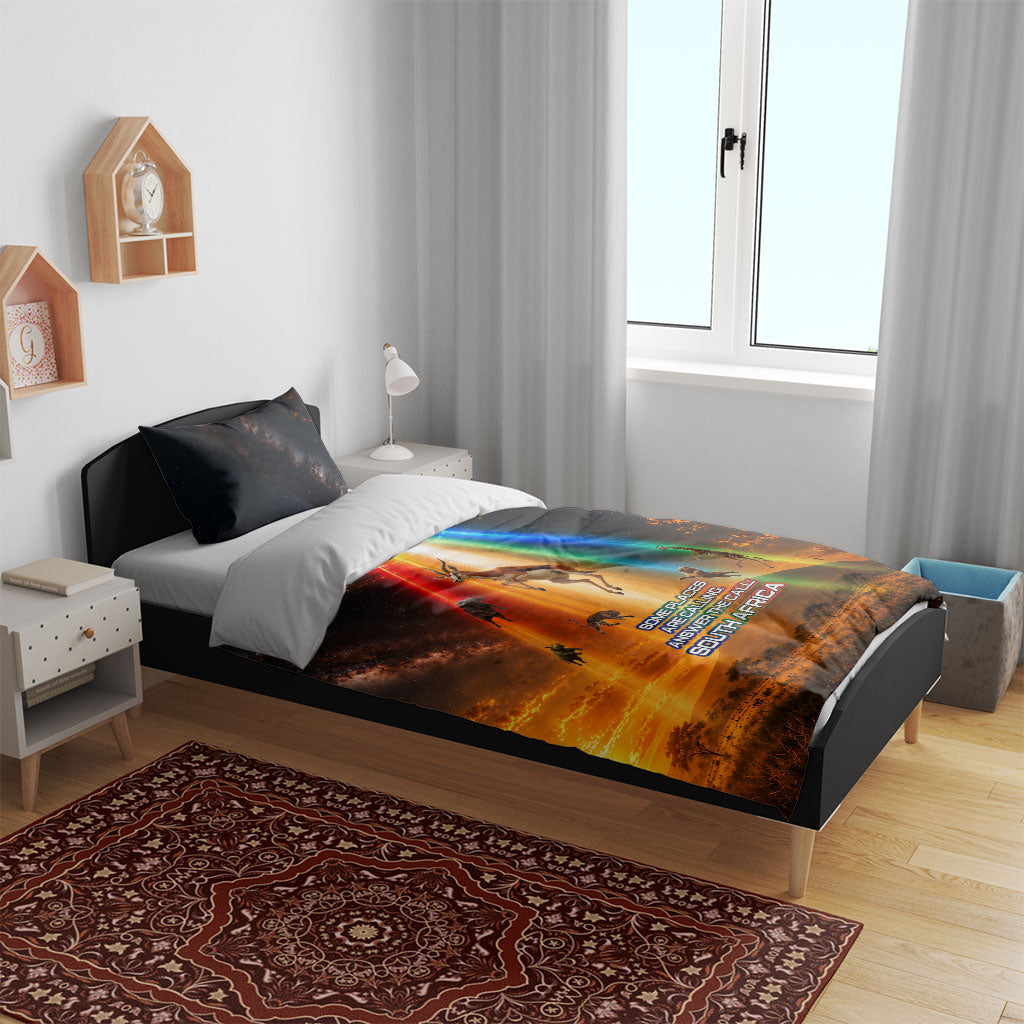 South Africa Safari UFO Bedding Set African Wildlife Sci-Fi Galaxy Space And Mandela