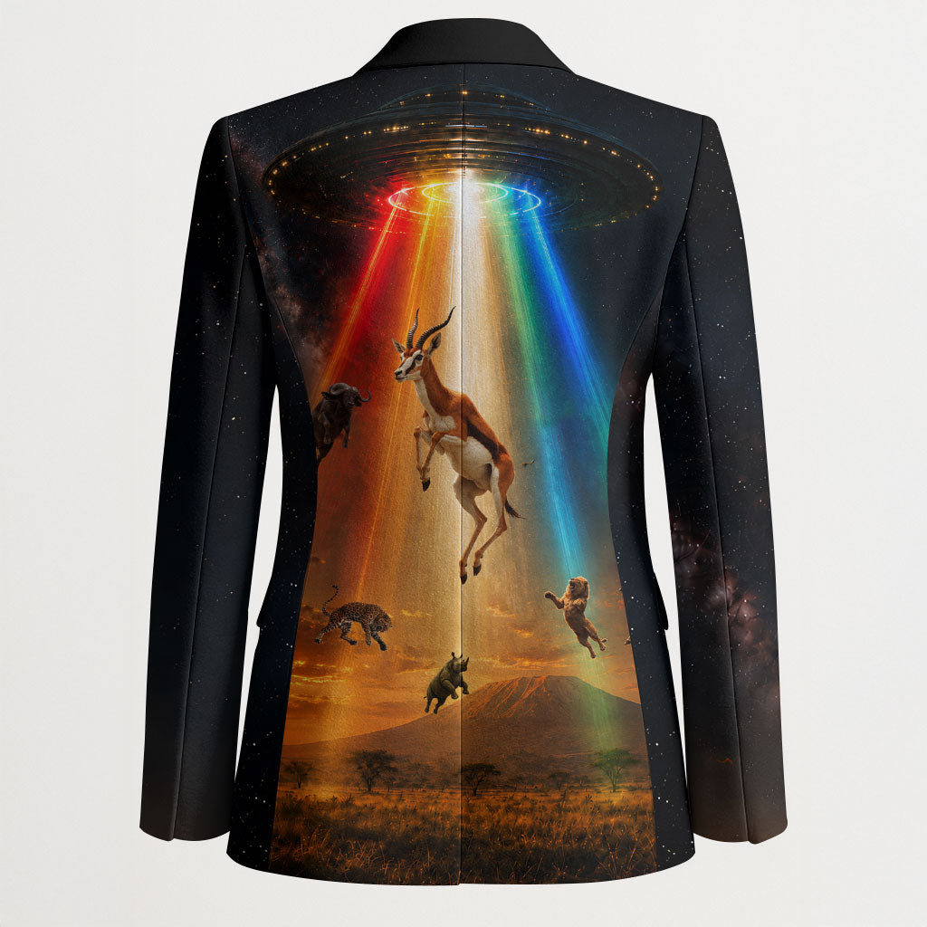 South Africa Safari UFO Blazer African Wildlife Sci-Fi Galaxy Space And Mandela