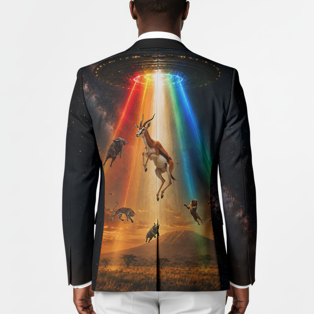 South Africa Safari UFO Blazer African Wildlife Sci-Fi Galaxy Space And Mandela