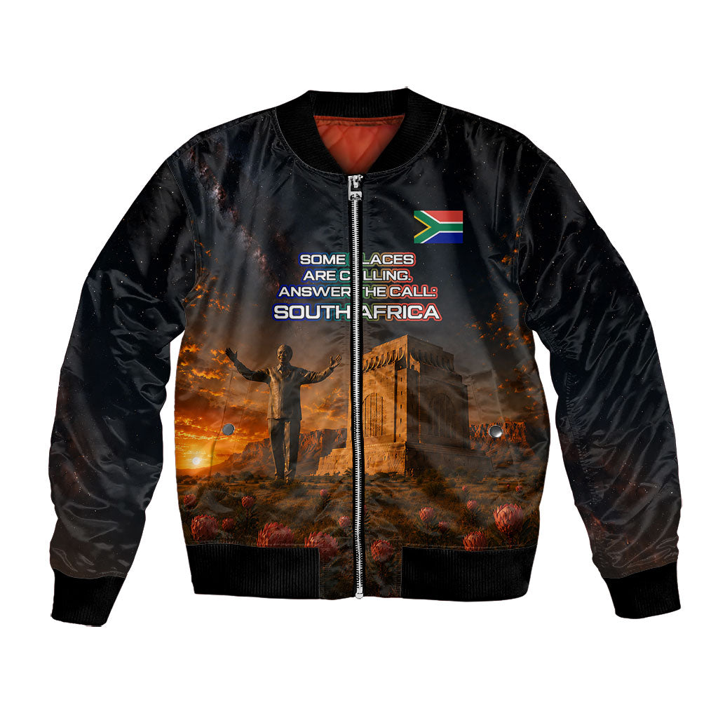 South Africa Safari UFO Bomber Jacket African Wildlife Sci-Fi Galaxy Space And Mandela