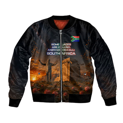 South Africa Safari UFO Bomber Jacket African Wildlife Sci-Fi Galaxy Space And Mandela