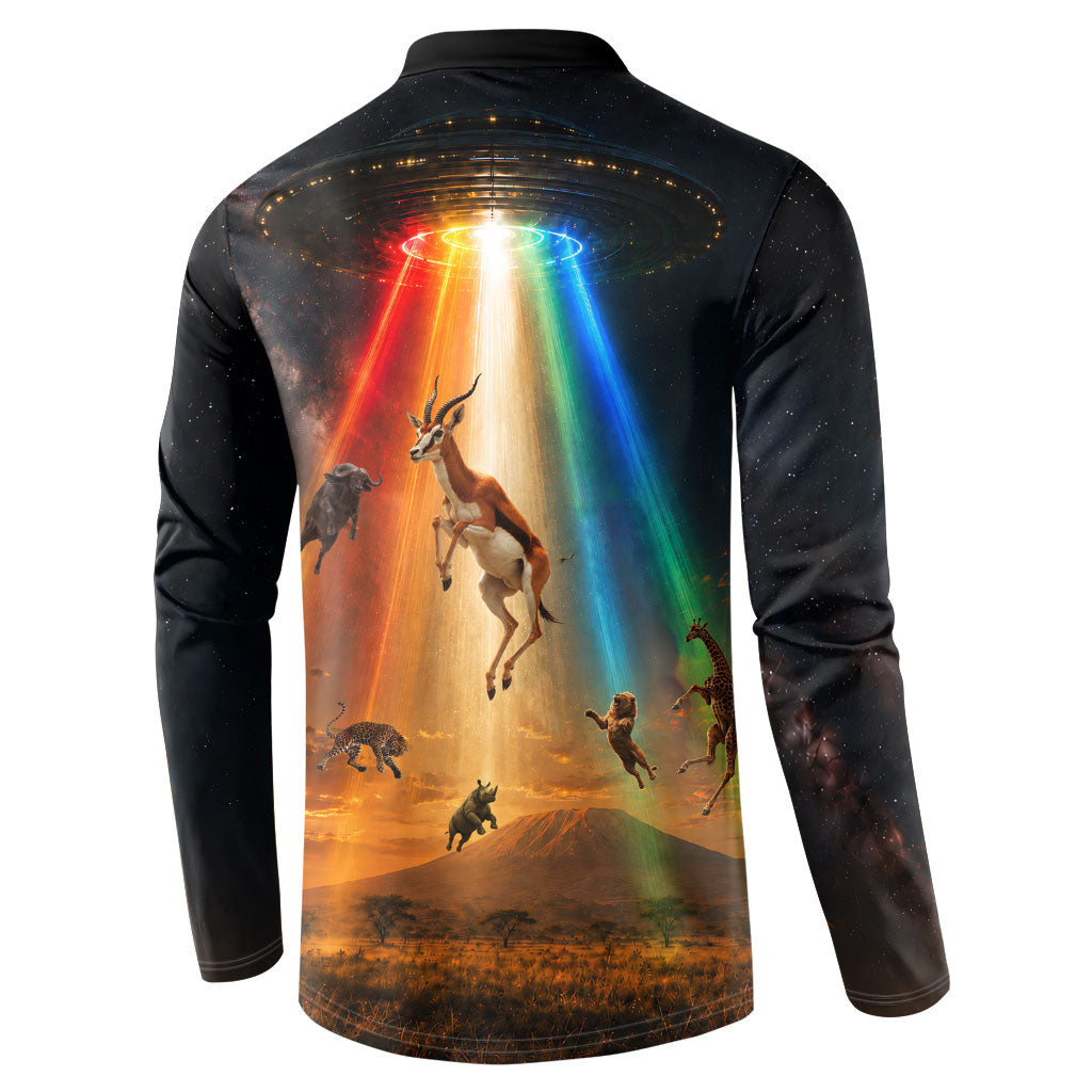 South Africa Safari UFO Button Sweatshirt African Wildlife Sci-Fi Galaxy Space And Mandela