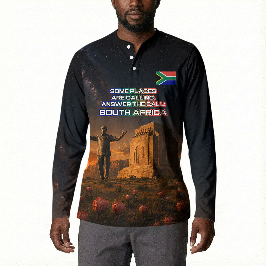 South Africa Safari UFO Button Sweatshirt African Wildlife Sci-Fi Galaxy Space And Mandela