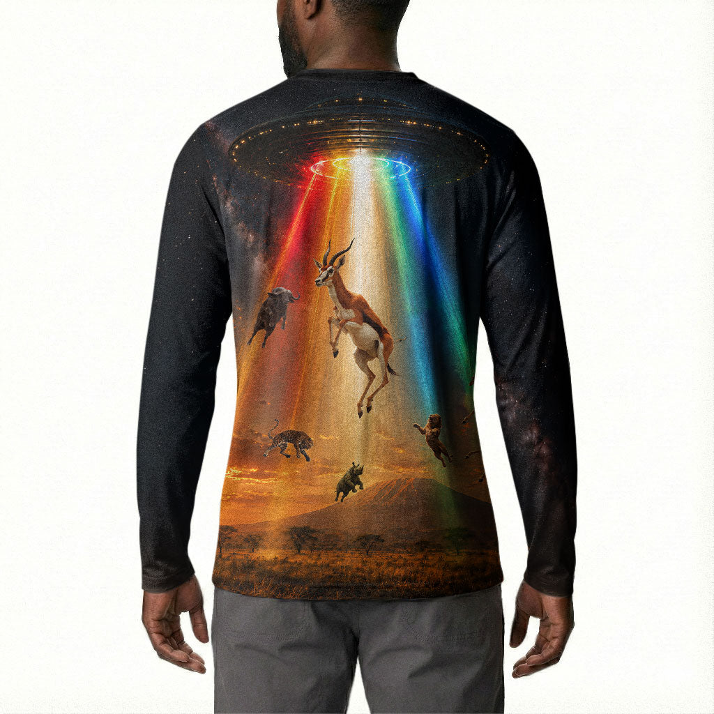 South Africa Safari UFO Button Sweatshirt African Wildlife Sci-Fi Galaxy Space And Mandela
