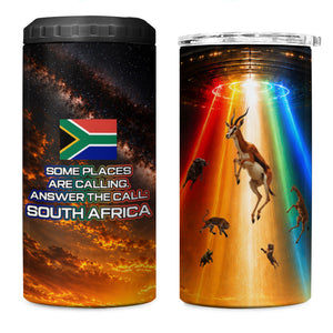 South Africa Safari UFO 4 in 1 Can Cooler Tumbler African Wildlife Sci-Fi Galaxy Space And Mandela