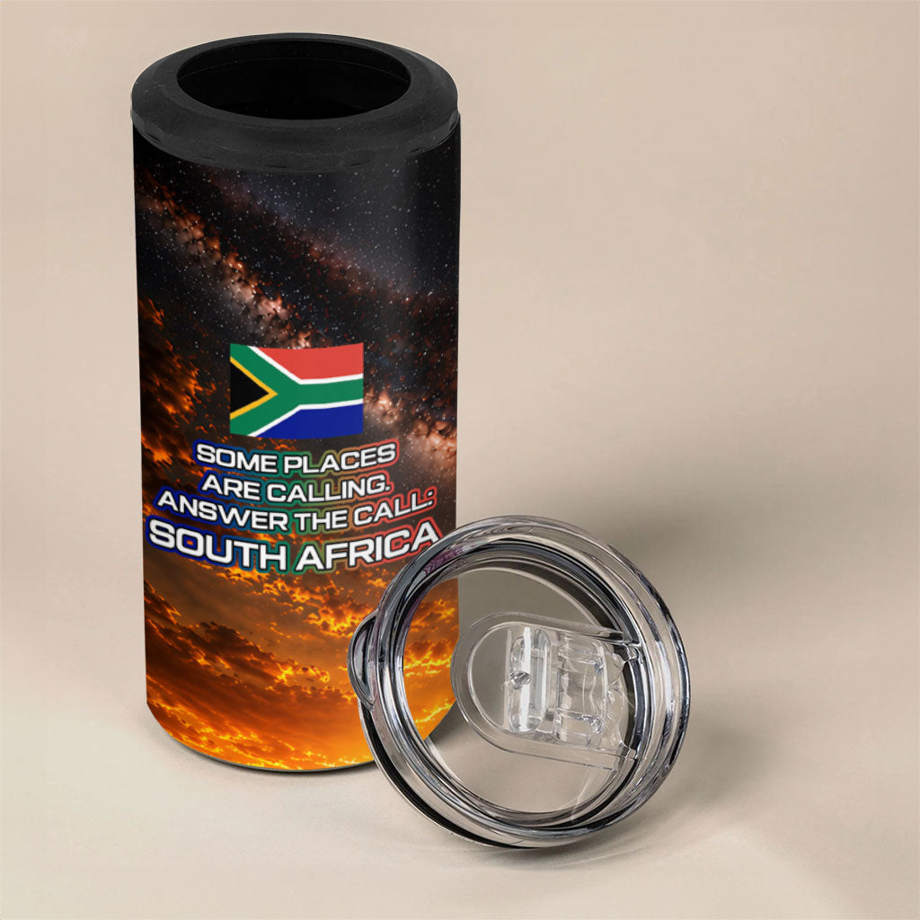 South Africa Safari UFO 4 in 1 Can Cooler Tumbler African Wildlife Sci-Fi Galaxy Space And Mandela