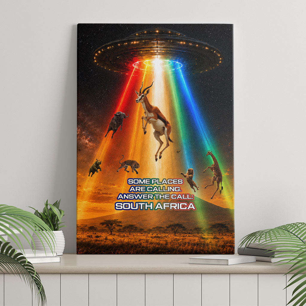 South Africa Safari UFO Canvas Wall Art African Wildlife Sci-Fi Galaxy Space And Mandela