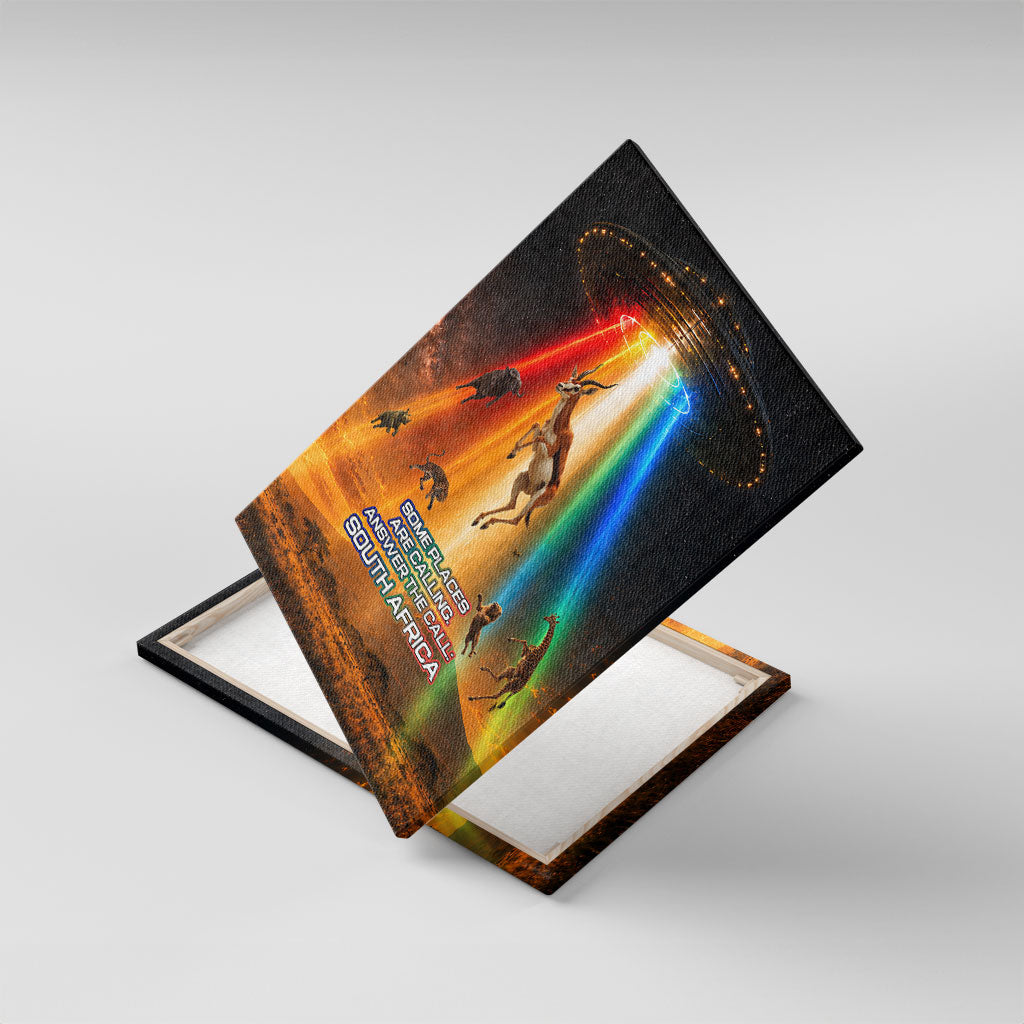 South Africa Safari UFO Canvas Wall Art African Wildlife Sci-Fi Galaxy Space And Mandela