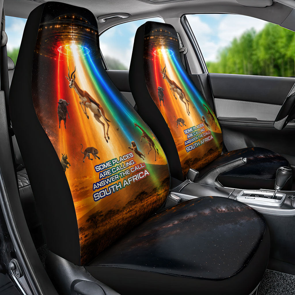 South Africa Safari UFO Car Seat Cover African Wildlife Sci-Fi Galaxy Space And Mandela