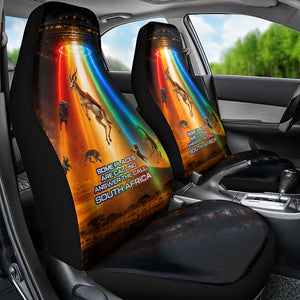 South Africa Safari UFO Car Seat Cover African Wildlife Sci-Fi Galaxy Space And Mandela