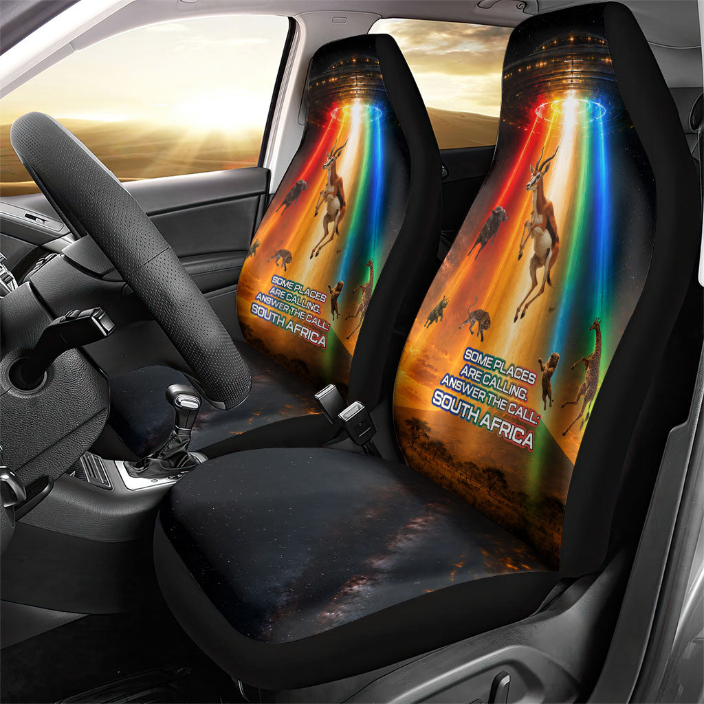 South Africa Safari UFO Car Seat Cover African Wildlife Sci-Fi Galaxy Space And Mandela