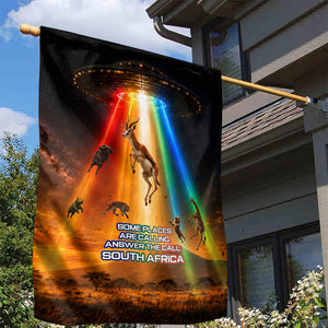 South Africa Safari UFO Garden Flag African Wildlife Sci-Fi Galaxy Space And Mandela