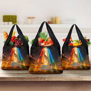 South Africa Safari UFO Grocery Bag African Wildlife Sci-Fi Galaxy Space And Mandela