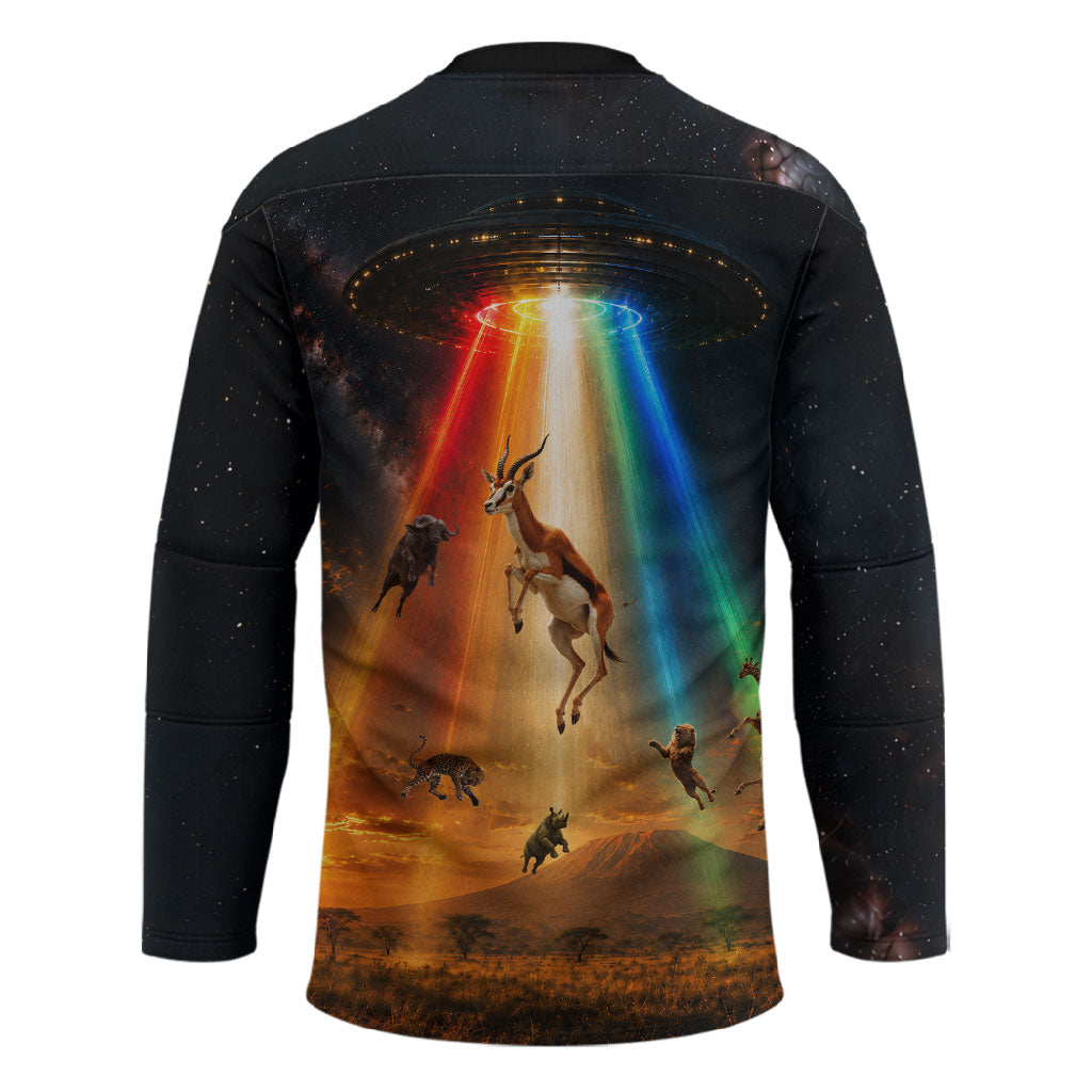 South Africa Safari UFO Hockey Jersey African Wildlife Sci-Fi Galaxy Space And Mandela