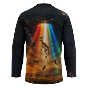 South Africa Safari UFO Hockey Jersey African Wildlife Sci-Fi Galaxy Space And Mandela