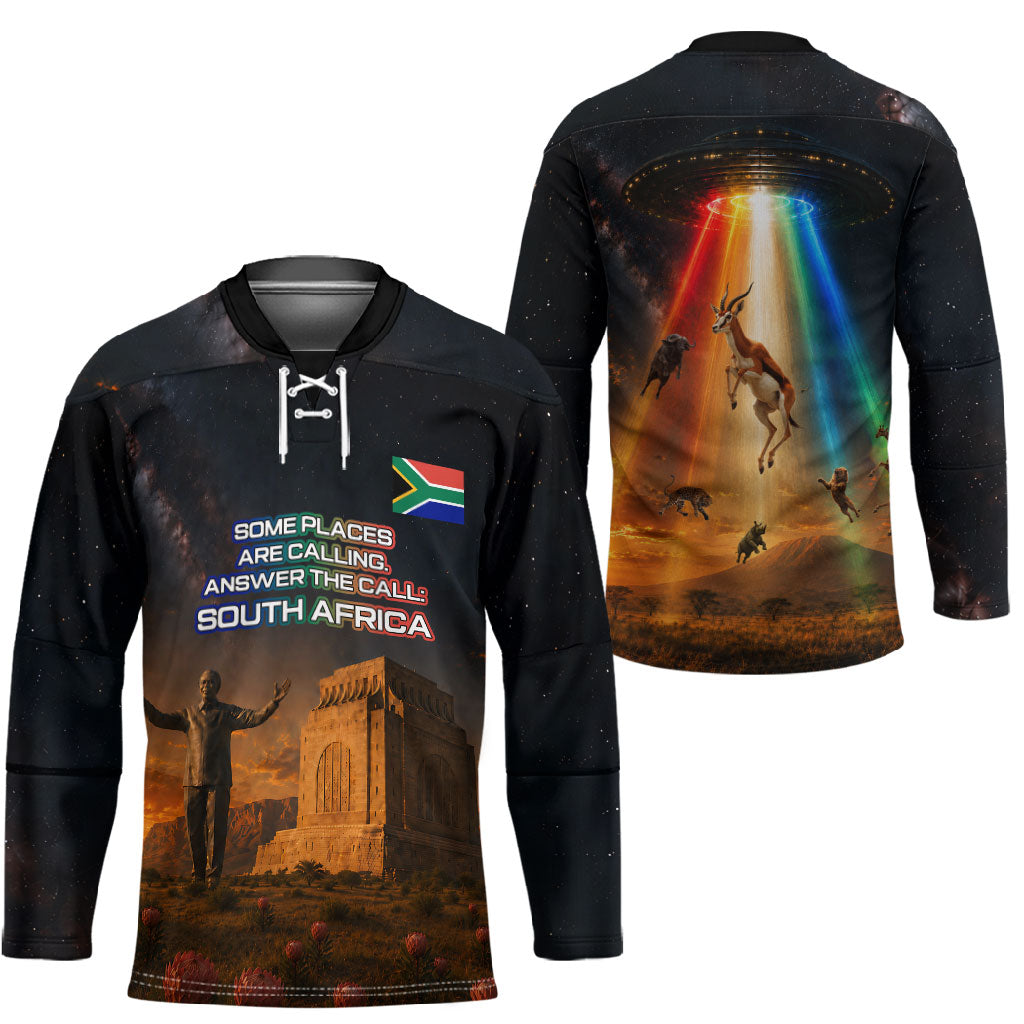 South Africa Safari UFO Hockey Jersey African Wildlife Sci-Fi Galaxy Space And Mandela