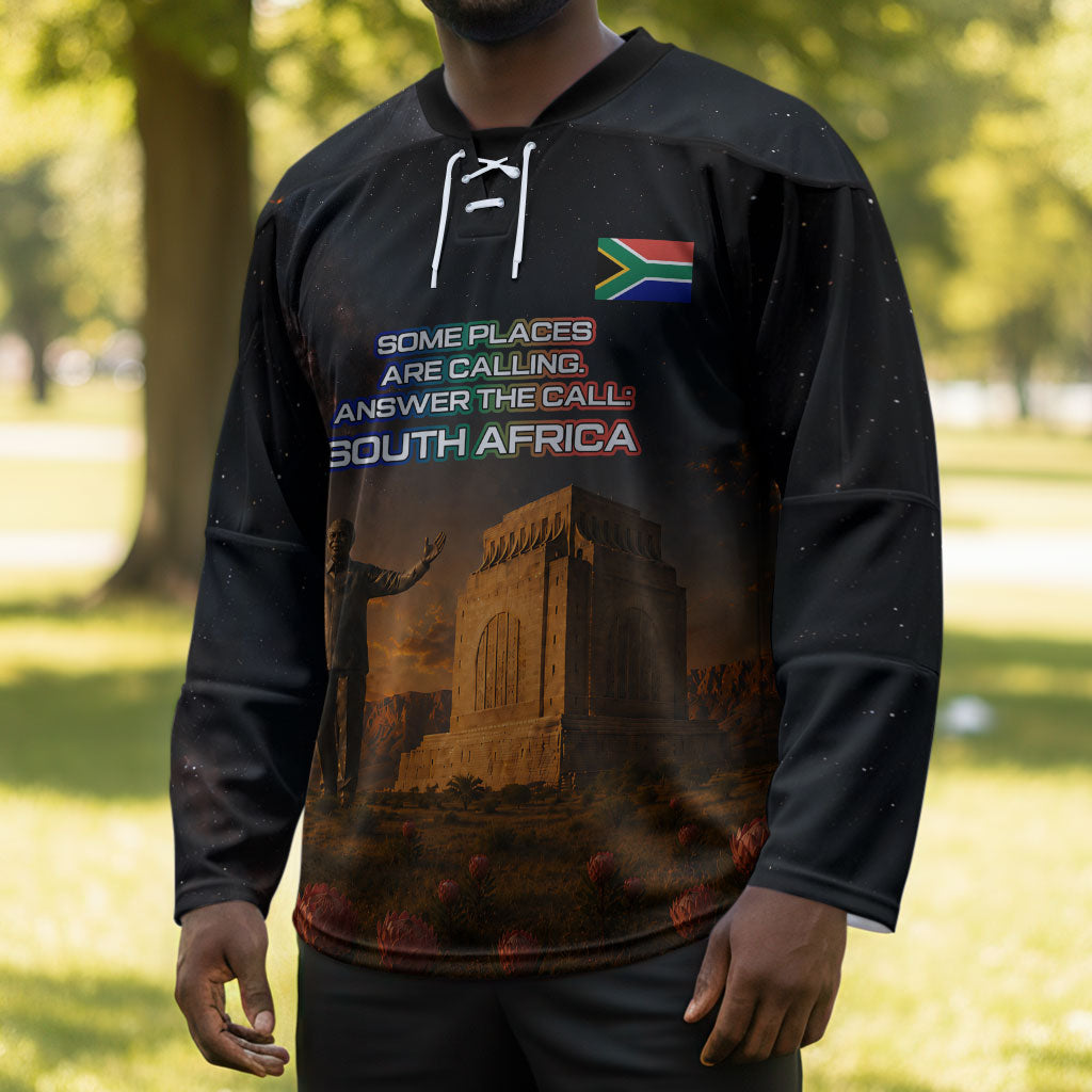 South Africa Safari UFO Hockey Jersey African Wildlife Sci-Fi Galaxy Space And Mandela