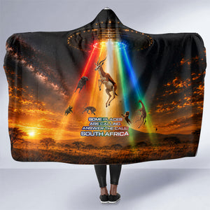 South Africa Safari UFO Hooded Blanket African Wildlife Sci-Fi Galaxy Space And Mandela