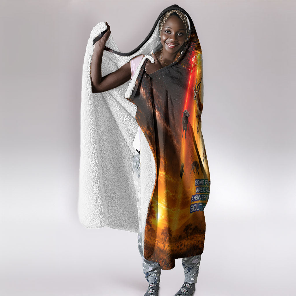South Africa Safari UFO Hooded Blanket African Wildlife Sci-Fi Galaxy Space And Mandela