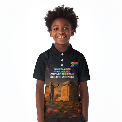 South Africa Safari UFO Kid Polo Shirt African Wildlife Sci-Fi Galaxy Space And Mandela