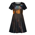 South Africa Safari UFO Kid Short Sleeve Dress African Wildlife Sci-Fi Galaxy Space And Mandela