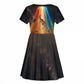 South Africa Safari UFO Kid Short Sleeve Dress African Wildlife Sci-Fi Galaxy Space And Mandela