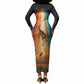 South Africa Safari UFO Long Sleeve Bodycon Dress African Wildlife Sci-Fi Galaxy Space And Mandela