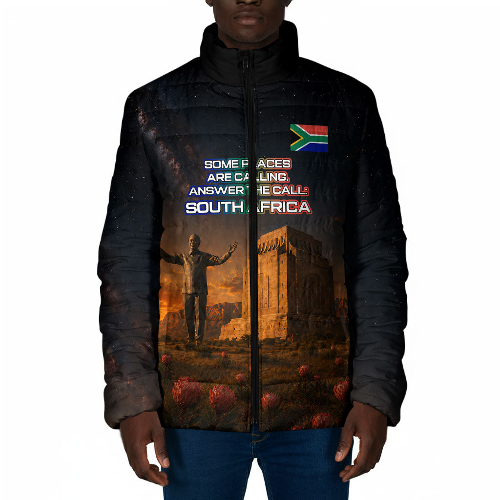 South Africa Safari UFO Padded Jacket African Wildlife Sci-Fi Galaxy Space And Mandela