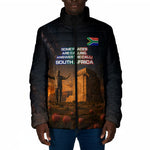 South Africa Safari UFO Padded Jacket African Wildlife Sci-Fi Galaxy Space And Mandela