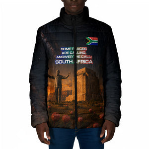 South Africa Safari UFO Padded Jacket African Wildlife Sci-Fi Galaxy Space And Mandela
